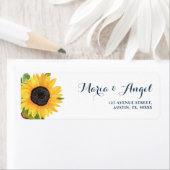 美しい水色ひまわり住所 シール (インサイチュ)