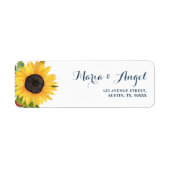 美しい水色ひまわり住所 シール (正面)