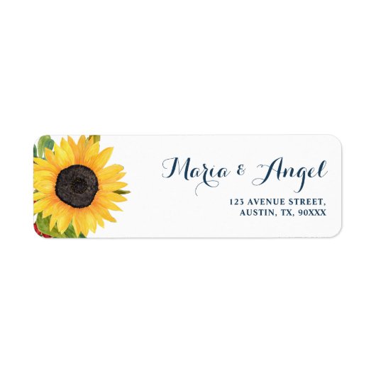 美しい水色ひまわり住所 シール (正面)