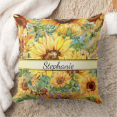 美しい水色ひまわり模様モノグラム クッション (ブランケット)