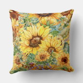 美しい水色ひまわり模様モノグラム クッション (裏面)