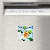 美しい水色ひまわり絵画の マグネット (インサイチュ (食洗機))