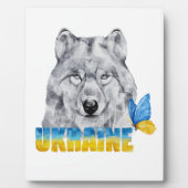 美しい水色ウクライナウルフと蝶 フォトプラーク (正面)
