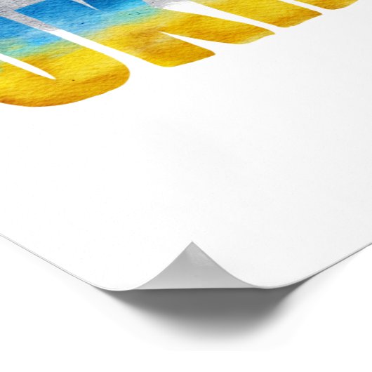 美しい水色ウクライナウルフと蝶 ポスター (角)