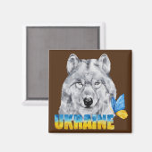 美しい水色ウクライナウルフと蝶 マグネット (正面/裏面)