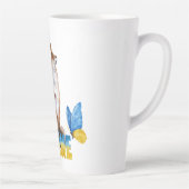 美しい水色ウクライナキツネと蝶 カフェラテマグ (右)