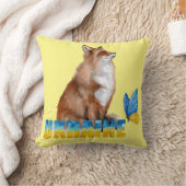美しい水色ウクライナキツネと蝶 クッション (ブランケット)