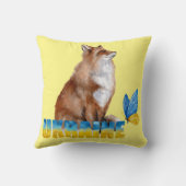 美しい水色ウクライナキツネと蝶 クッション (裏面)