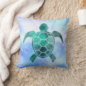 美しい水色ウミガメ クッション (ブランケット)