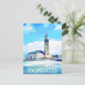 美しい水色カサブランカズモスク ポストカード (スタンド正面)