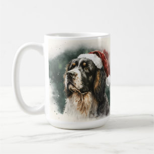 美しい水色クリスマススパニエル犬犬 コーヒーマグカップ