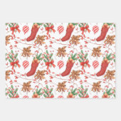 美しい水色クリスマスパターン ラッピングペーパーシート (正面3)