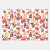 美しい水色クリスマスパターン ラッピングペーパーシート (正面2)