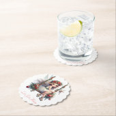 美しい水色クリスマスフェアリー ペーパーコースター (インサイチュ)