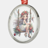 美しい水色クリスマスフェアリー メタルオーナメント (左)