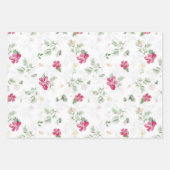 美しい水色クリスマスフラワーパターン ラッピングペーパーシート (正面2)