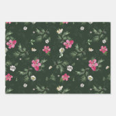 美しい水色クリスマスフラワーパターン ラッピングペーパーシート (正面)