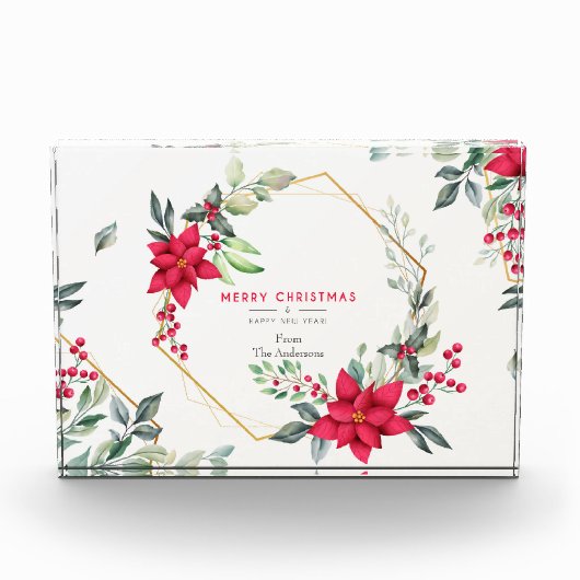 美しい水色クリスマスフラワーフォトブロック フォトブロック (正面)