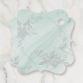 美しい水色クリスマスフラワーメッセージカード フェイバータグ (裏面)