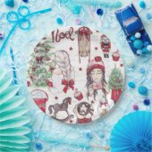 美しい水色クリスマスレッド ペーパープレート (パーティー)