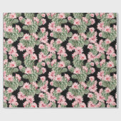 美しい水色サボテン模様ピンクグリーン ラッピングペーパー (フラット)