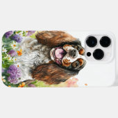 美しい水色タンホワイトスプリンガースパニエル犬 Case-Mate iPhoneケース (裏面 (横))