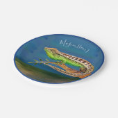 美しい水色トカゲ結びブルーグリーンカスタム ペーパープレート (アングル)