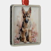 美しい水色ドイツの羊飼い子犬 メタルオーナメント (右)