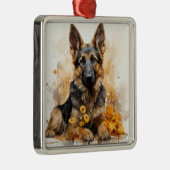 美しい水色ドイツの羊飼い子犬 メタルオーナメント (右)