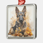 美しい水色ドイツの羊飼い子犬 メタルオーナメント (左)
