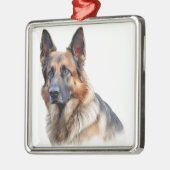 美しい水色ドイツの羊飼い子犬 メタルオーナメント (左)
