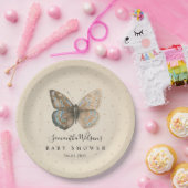 美しい水色バタフライベビーシャワー ペーパープレート (パーティー)