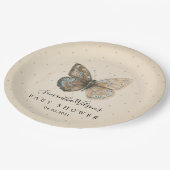 美しい水色バタフライベビーシャワー ペーパープレート (アングル)