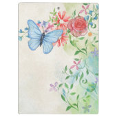 美しい水色フローラと蝶 クリップボード (裏面)