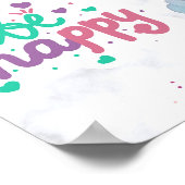 美しい水色フローラハッピーアップ ポスター (角)