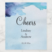 美しい水色ブルーとシアンワインラベル ワインラベル (シングルラベル)