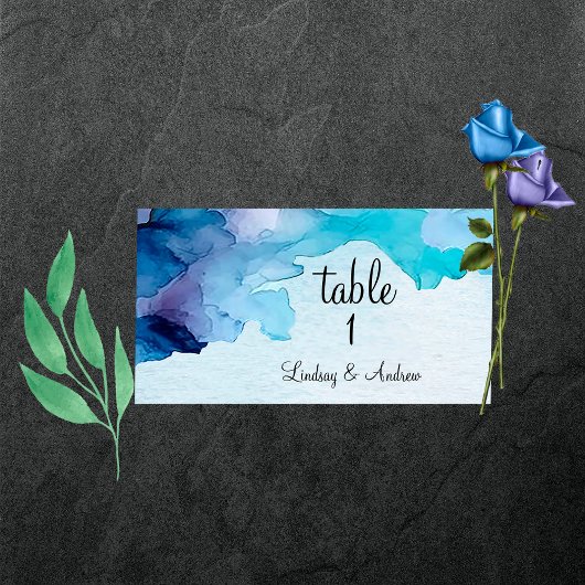 美しい水色ブルーとシーフォールディング座席表 プレイスカード