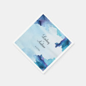 美しい水色ブルーとシ結婚アンのナプキン スタンダードカクテルナプキン (角)