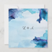 美しい水色ブルーフラット日付カードを保存 セーブザデート (裏面)