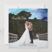 美しい水色ブルーフラット日付カードを保存 セーブザデート (正面)