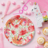 美しい水色ポピーフラワーデザイン ペーパープレート (パーティー)