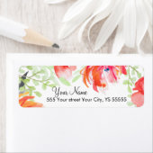 美しい水色ポピーフラワーデザイン ラベル (インサイチュ)