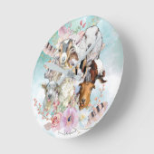 美しい水色ヤギのコラージュ | by GetYerGoat™ ラウンド壁時計 (傾斜)