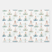 美しい水色ヨガガガールズめい想自然 ラッピングペーパーシート (正面)