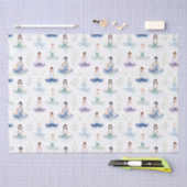 美しい水色ヨガガガールズめい想自然 薄葉紙 (クラフト)