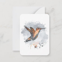 美しい水色ヴィンテージ抽象芸術ハミングバード ノートカード
