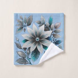 美しい氷の花と葉 ウォッシュタオル