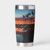 美しい池の夕焼け 保温保冷タンブラー (背面)