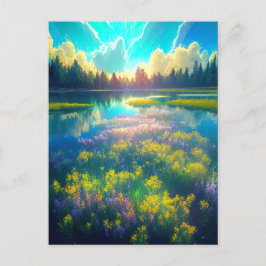 美しい沼地を明け渡る朝 ポストカード