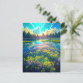 美しい沼地を明け渡る朝 ポストカード (スタンド正面)